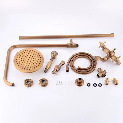 Modern European-Style Brass Bathroom Shower Suite Dual Handle Wall-Mounted Shower Faucet Slide Bar Ceramic Valve Core Rain Spray