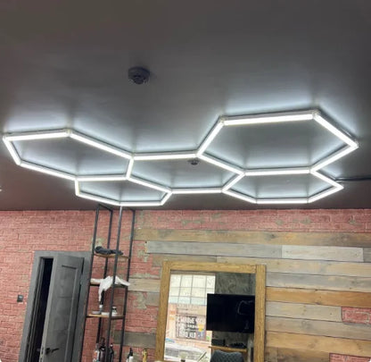 Etop 1680*2410MM Hexagon Workshop Ceiling LED Lights for Car Shop Garage with Honeycomb Design IP65 AC