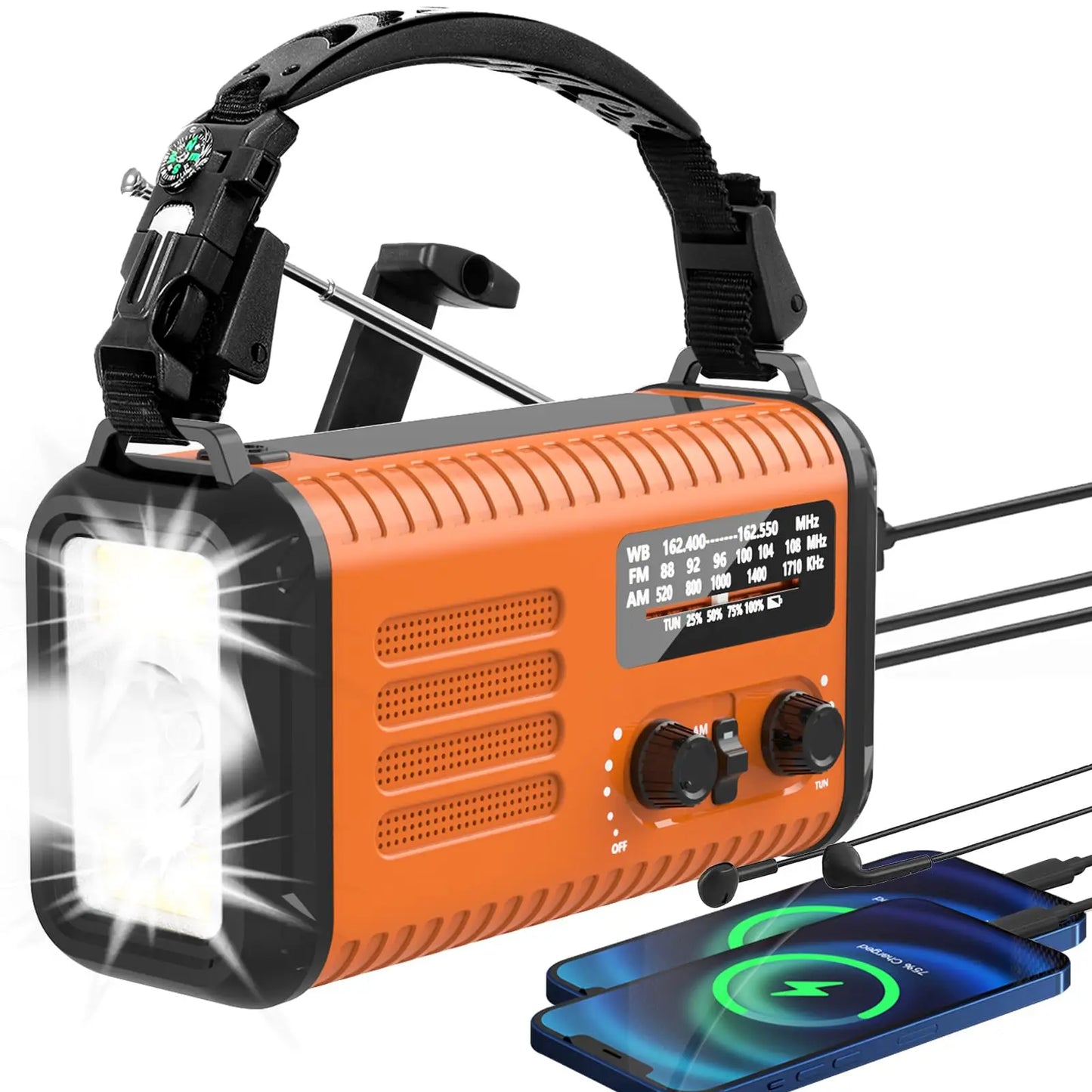20000mAh Crank Radio, Emergency Radio, Solar Radio, NOAA/AM/FM Weather Radio, Torch & LED Reading Light, SOS Alarm, Compass