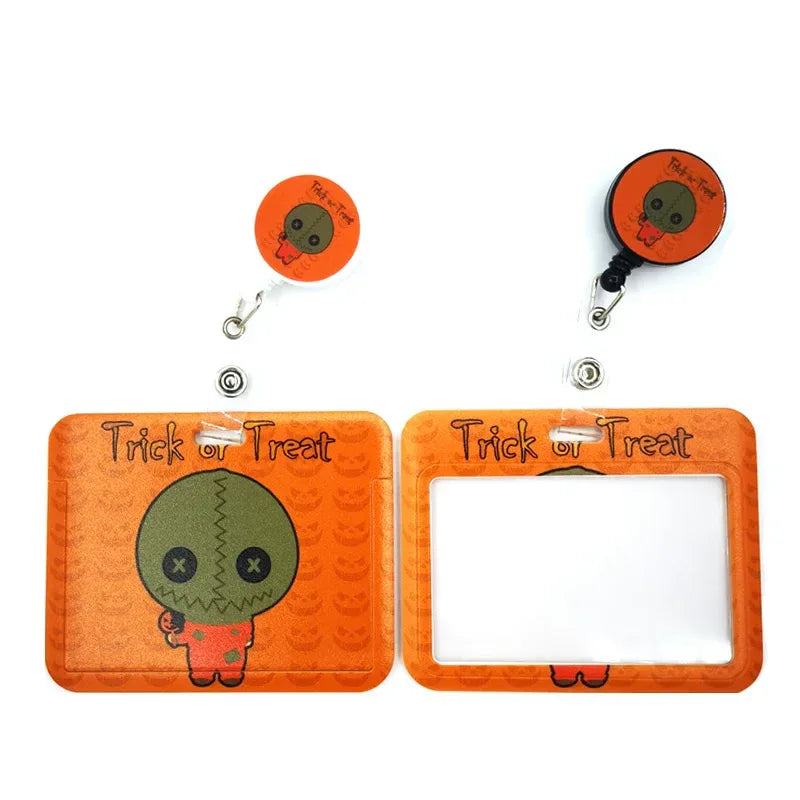 Halloween Trick R Treat Art Cartoon Anime Fashion Lanyards Bus ID Name Work Card Holder Accessories Decorations Kids Gifts
