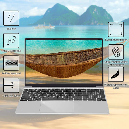 VGKE 15.6" Laptops J4125 12GB + 256GB 1920*1080  SSD Laptop Fingerprint and Backlight Keyboard Design for Students