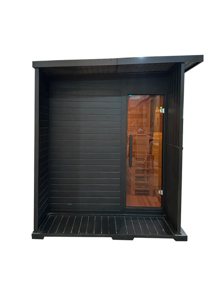 CE/ETL Certificated 4 Person Red Cedar Outdoor Sauna Slope Roof Sauna for Hotel Villa Use