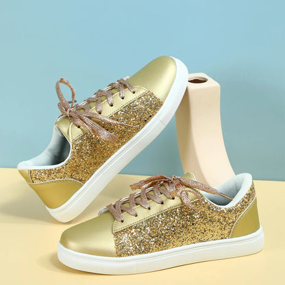 New Hot Product Brand Trendy Sneakers From Vietnam Lace-up Glitter Bling Party Shoes for Girls Teenage Chunky Shoe 2025 Brand