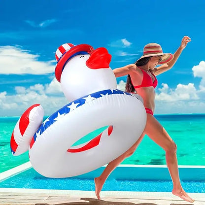 Inflatable Pool Floats  Ring Red White Blue Inflatable Pool Rafts Summer Beach Pool Party Supplies  for Independence Day
