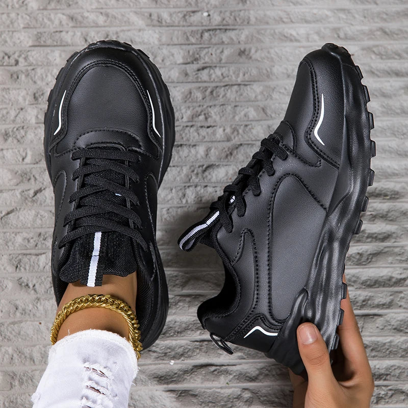 Autumn Men's Shoes 2024 New Trend Versatile Thick Sole Elevated Leather Sports and Casual Zapatos Running Shoes for Women
