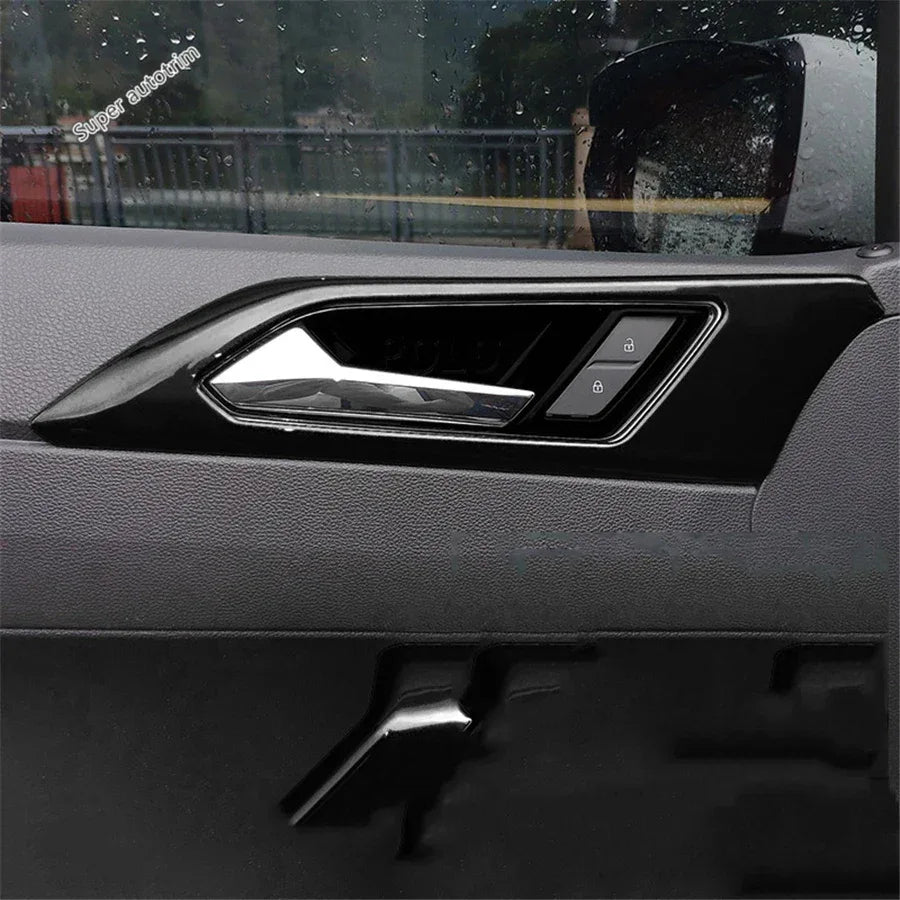 Center Control Gear Shift Panel Inner Door Armrest Handle Cover Trim Black Fit For VW Volkswagen Polo 2019 - 2023 Accessories