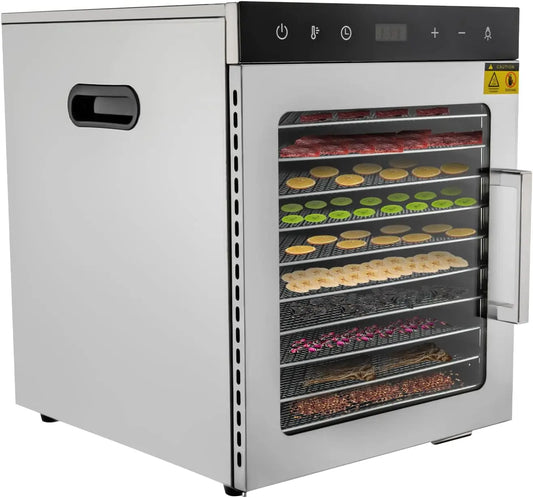 10 Plate Stainless Steel Food Dehydrator Machine for Commercial Use 800W Drying Tobacco Herbs Spices Fruit Electronic Components by PDG ibma