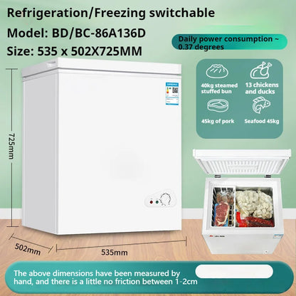 86L Top Door Freezer Horizontal Deep Freezer Small Refrigerator Household Freezer