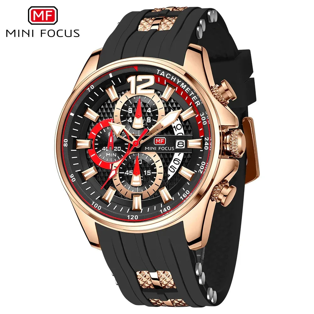 MINIFOCUS Watch Brand Luxury Analog Quartz Sport Men Watches Mens Silicone Waterproof Date Fashion WristWatch Relogio Masculino