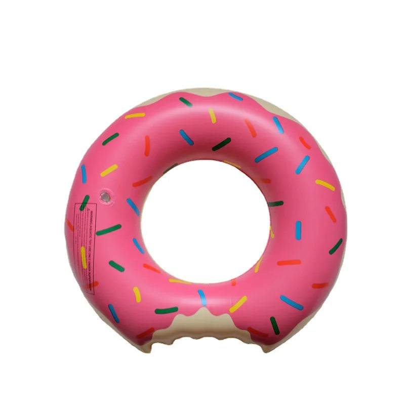 Stock Inflatable Thickened PVC Child Donut Swimming Ring 60-100cm Pink&Chocolate