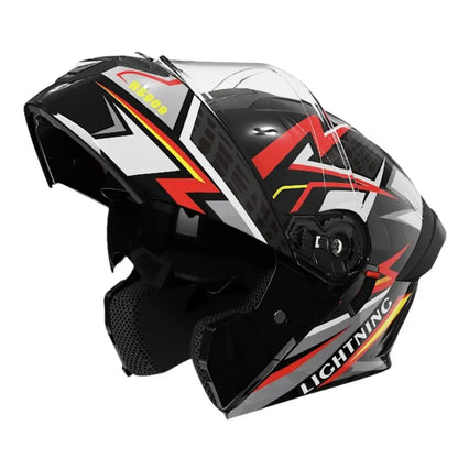 New ABS Modular Full Face Dual Visor Moto Helmet LED Tail Lights Dirt Bike Racing Casco for Men Women Motorcycles Helmets