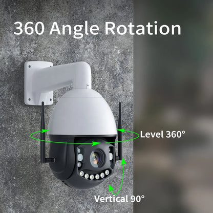 SIM Card IP 360 6inch Camera Outdoor Speed Dome PTZ Security Camera 5MP 40X PTZ Optical Zoom Pan Tilt Rotation HD 4G White CMOS
