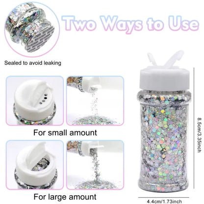 2 oz Hexagon Large Chunky Glitter Set Snowball Cosmetics Make up Nail  Crafts Shaker Bottle Free Shipping US Stock