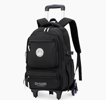 Wholesale Custom Unisex Children's Trolley Backpack Wheeled School Bag Fashionable Waterproof Characters Pattern Zipper Closure