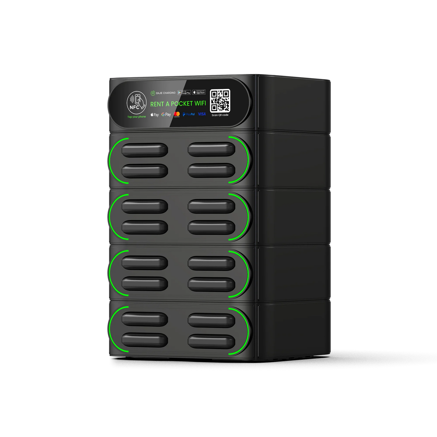 Bajie Charging Rental Station 16 Stack Sharing Power Bank Vending Machine with Mifi Fast Charger Mobile Phone Charging Station