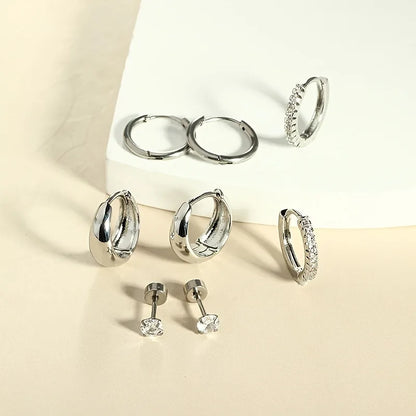 4 Pairs Stainless Steel Earrings Set for Women Gold Plated Jewelry CZ Fashion Hoop Earrings Perfect for Daily Wear or Gifting