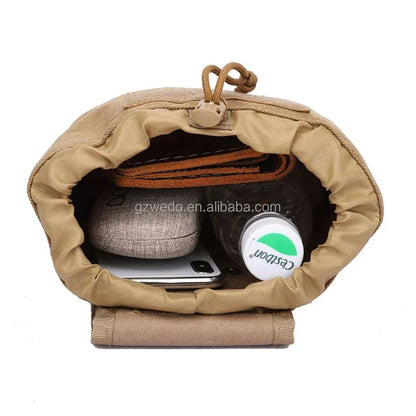 Folding Mini Molle Drawstring Tactical Dump Pouch for Outdoor Hunting Shooting Minimalist Large Recovery Tactical Drop Pouch