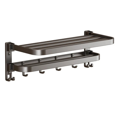 Modern Gun Grey Aluminum Bath Towel Rack Integrated Hanger Toilet Six-Piece Bathroom Accessories Set