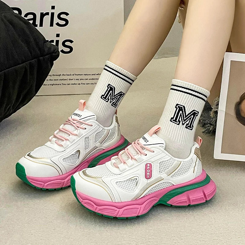 2024 Versatile Dad Shoes Spring and Summer New Casual Shoes for Women  Mesh Soft Bottom Instagram Trendy Running Sneakers