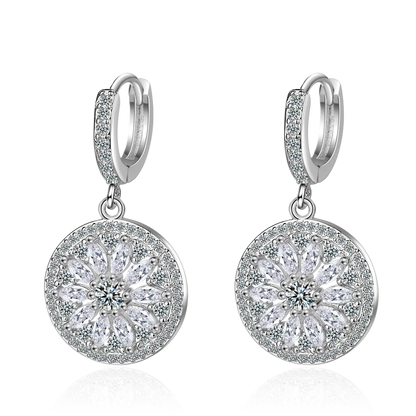 Luxury 925 Sterling SIlver Hollow-out Dream Catcher With Round Cut CZ Zircon Earrings For Women Ear Jewelry Valentine's Day Gift