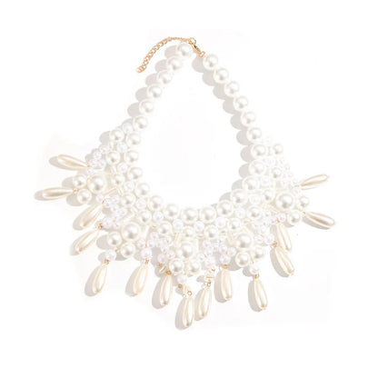1pc Exaggerated Multi-layered Water Drop Shaped Handmade Beaded Beach Resort Style High-end Gradient Color Collarbone Necklace