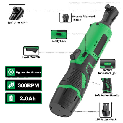 Battery Powered 12V Ratchet Wrench Electric Impact Wrench DIY Grade 45Nm Torque for Car Local US Warehouse