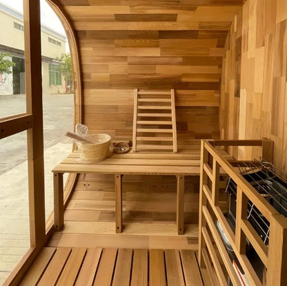 New Product on Sale Outdoor Red Cedar Sauna Traditional Steam  Garden Cube Sauna for 2-4 Persons with Heater