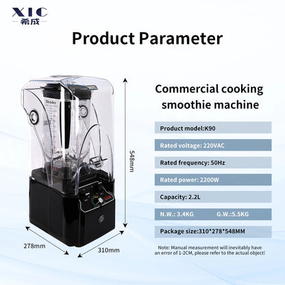 High Speed 2.2L Kitchen Food Heavy  Duty Blender Mixer Industrial Korean Bingsu Machine With Sound Proof Cover