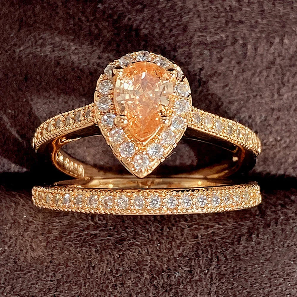 White Gold Pear Cut Diamond Women's Classic Engagement Ring D Color with Side Diamonds DS-RC26