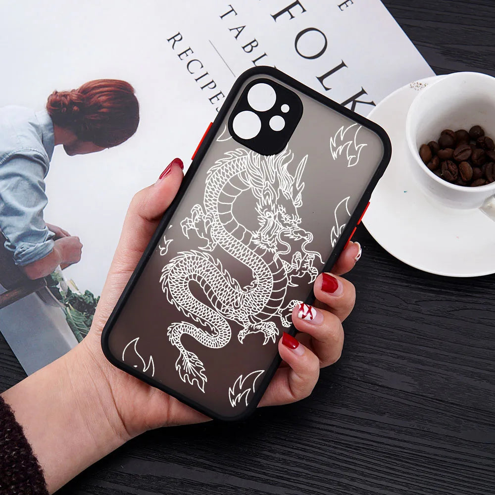 Fashion Purple Dragon Animal Pattern Phone Case For iPhone 16 15 14 13 12 11 Pro Max Mini SE 7 8 Plus Cover Glossy Hard Coque
