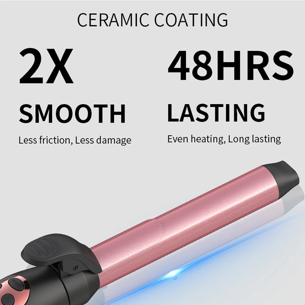 Automatic MCH Electric Hair Curler Portable Ceramic Rotating Multi Self Grip LCD Temperature Display for Household Use