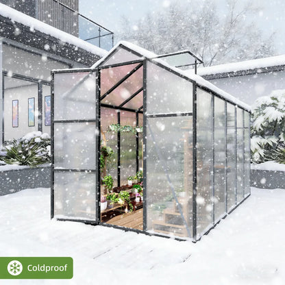 [US Stock] 6x10FT Polycarbonate Walk-in Outdoor Greenhouse With Sturdy Aluminum Frame Fast Delivery From US MOQ 1 Unit