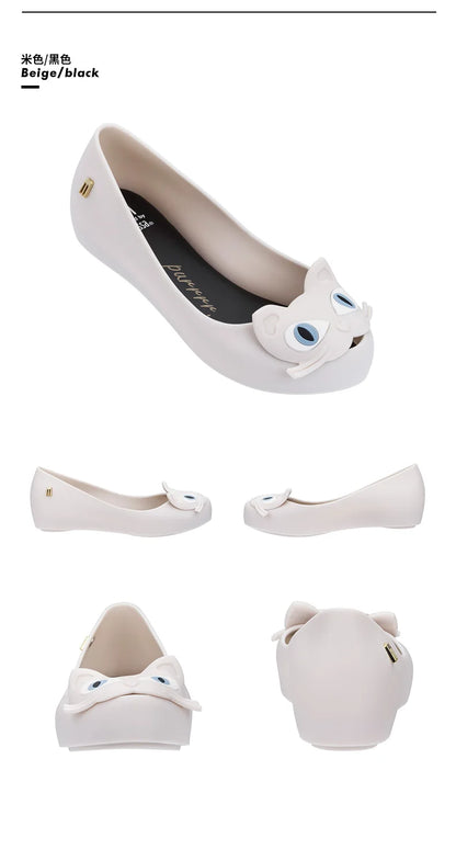 Design Big Butterfly Knot Melissa Women Flat Mules Sandals High Quality Cozy Patent Leather Pointed Toe Back Strap Shoes