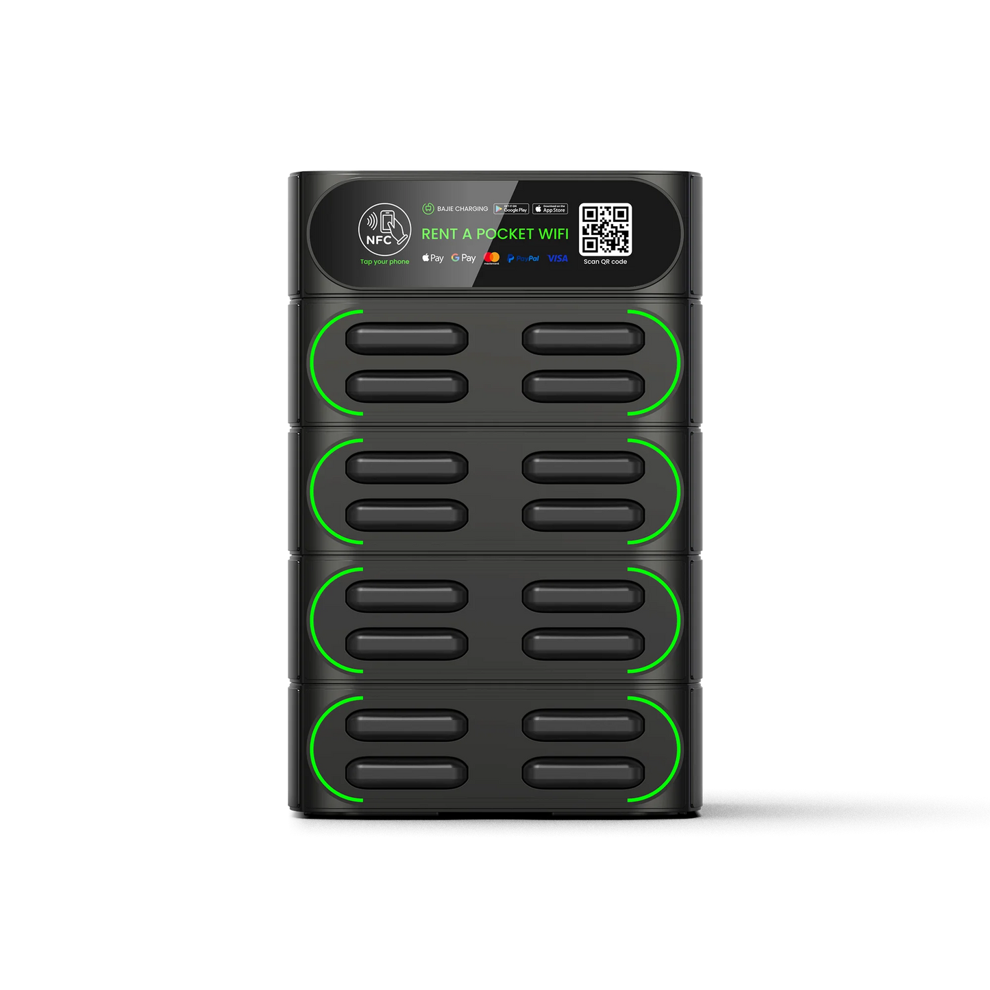 Bajie Charging Rental Station 16 Stack Sharing Power Bank Vending Machine with Mifi Fast Charger Mobile Phone Charging Station