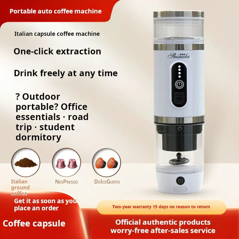 19 Bar Automatic Stainless Steel 3-in-1 Multi-Capsule Coffee Maker Household 19 Bar USB Battery Electric Machine French Langua