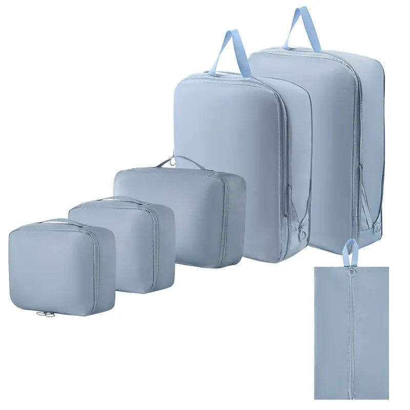 Factory 6 Pieces of Sets Portable Clothes Pouch Travel Bag Set Suitcase Organizers Packing Cubes Luggage Organizer for Travel