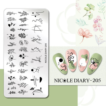 NICOLE DIARY Rose Flower Nail Stamping Plates Image Template Valentine's day Love Heart Printing Stencil Nail Art Manicure Tools