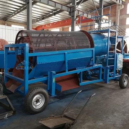 Popular Gold Separator Trommel Screen with Sluice Box Gold Mat and Water Pump