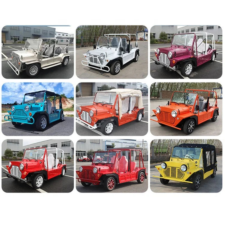 Factory Direct Sell Customized Body Color UK Style Electric Moke Smart 4 Seats Beach Buggy Classic Golf Car