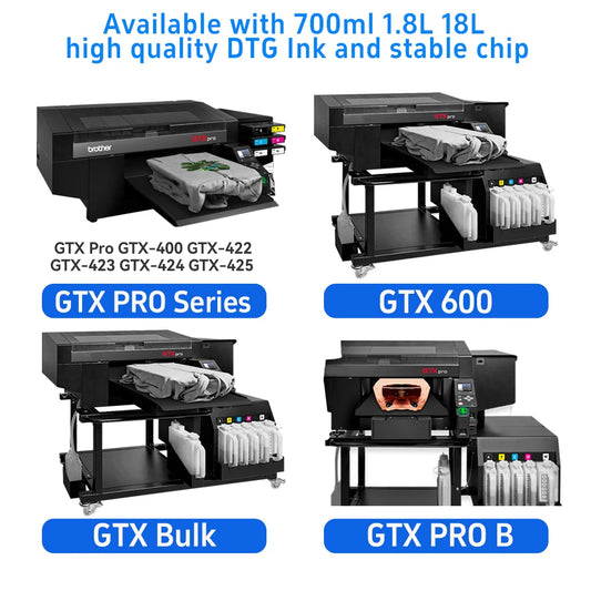 US Warehouse Shipping DTG Ink Pack GTX Pro 600 422 423 Printer DTG Ink Bag With Chip for Brother Printer Pigment Ink by PDG ibma