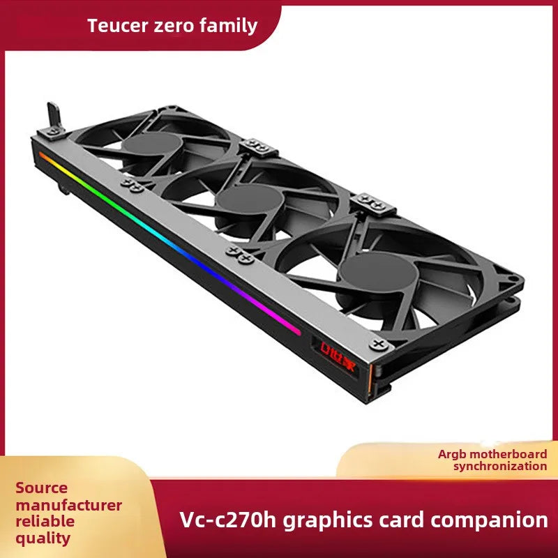 TEUCER VC-C270 Auxiliary PCI Case Ball Bearing Plastic Heatsink for Graphics Card Cooler Efficient CPU Computer Cooling Fan