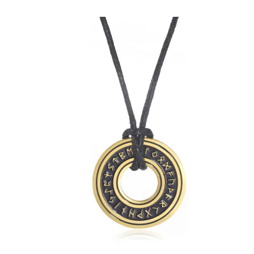 FCJ Men's Vintage Nordic Rune Necklace Stainless Steel Elder Futhark Pendant Star-Shaped Norse Runes Viking Jewelry Amulet