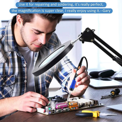 Adjustable Swing Arm LED Magnifier Desk Lamp USB Clip-on Table Lamp Magnifying Glass Light With Clamp Magnifying Lamp