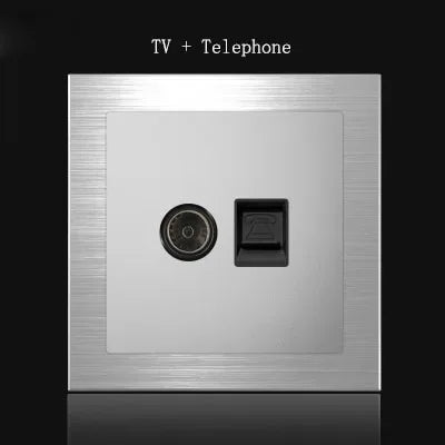1 Way Light Switch Any Click Household Silver Aluminum Alloy Panel Switch Socket 90V-250V