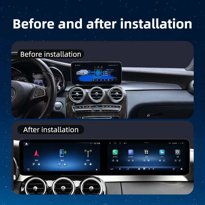 25.6 Touch Screen Radio Carplay Usb Car Dual Digital Screen Car Dvd Player System for Mercedes C GLC W204 W205 W253 X253 11-22