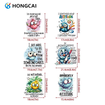 Hongcai Wholesale PET Fabric Heat Transfer Printing Stickers Plastisol T-Shirt Clothing Heat Press Stickers for T-Shirt