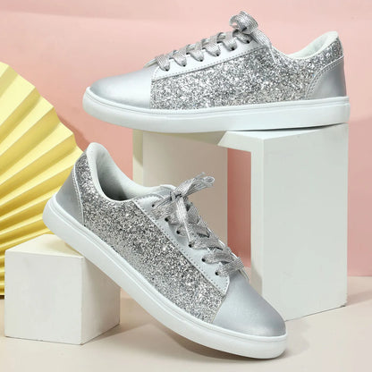 New Hot Product Brand Trendy Sneakers From Vietnam Lace-up Glitter Bling Party Shoes for Girls Teenage Chunky Shoe 2025 Brand