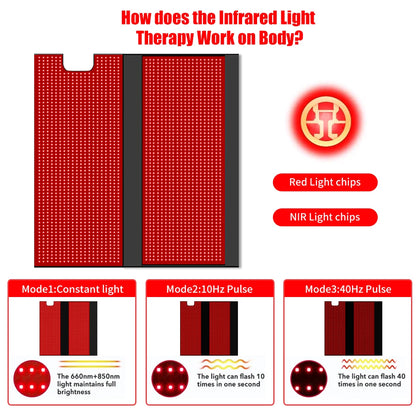 Red Infrared Light Therapy Handheld Heating Muscle Relaxation Device 660nm/850nm LEDs 2520 180x80cm Flexible Sleeping bag