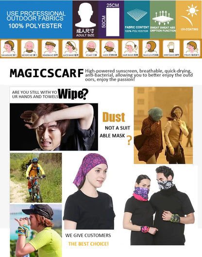 100% Polyester Solid color Microfiber Tubular Multifunction Motorcycle Scarf sports Headband Seamless Tube Bandanas Face Mask
