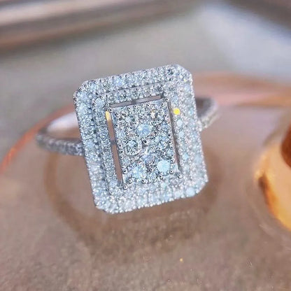 F1612 Diamond Ring White Gold Emerald Cut Natural Diamond Engagement Women's Jewelry D Color